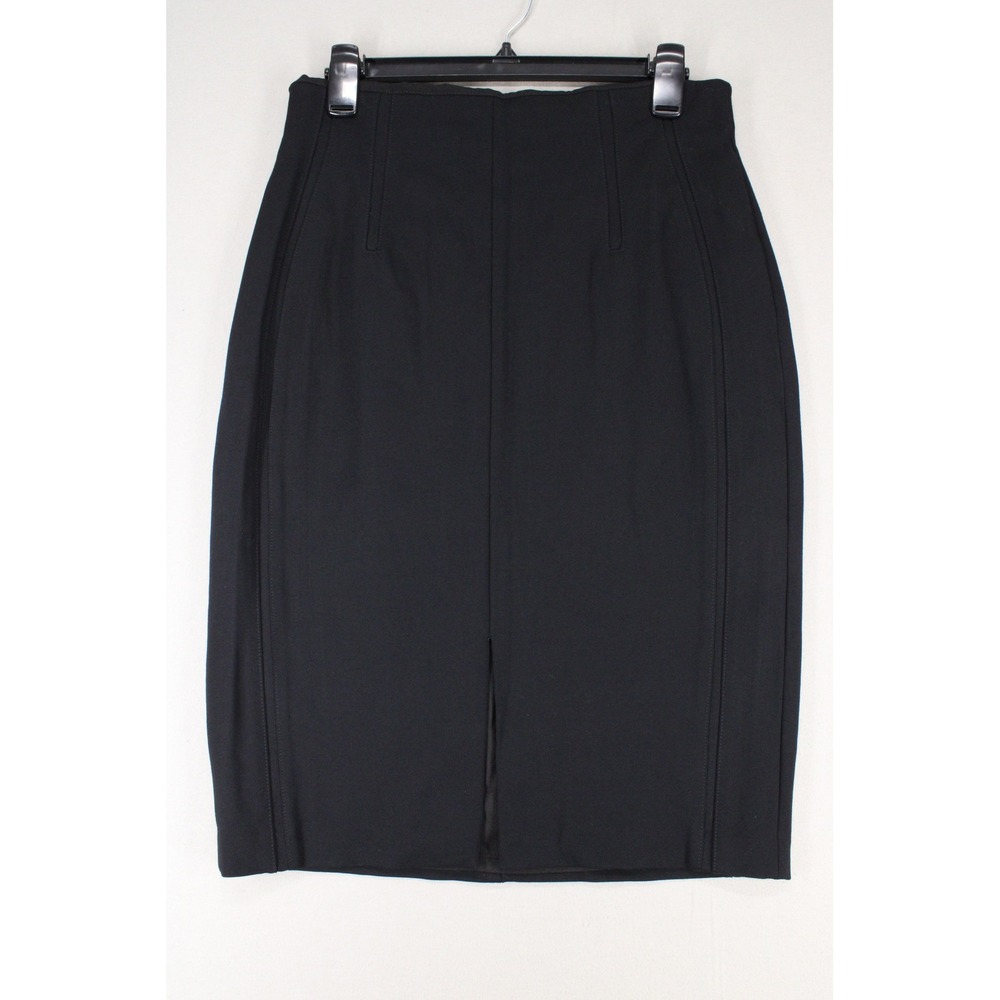 White House Black Market Pencil Skirt Women 8 Black Slit Classy Chic